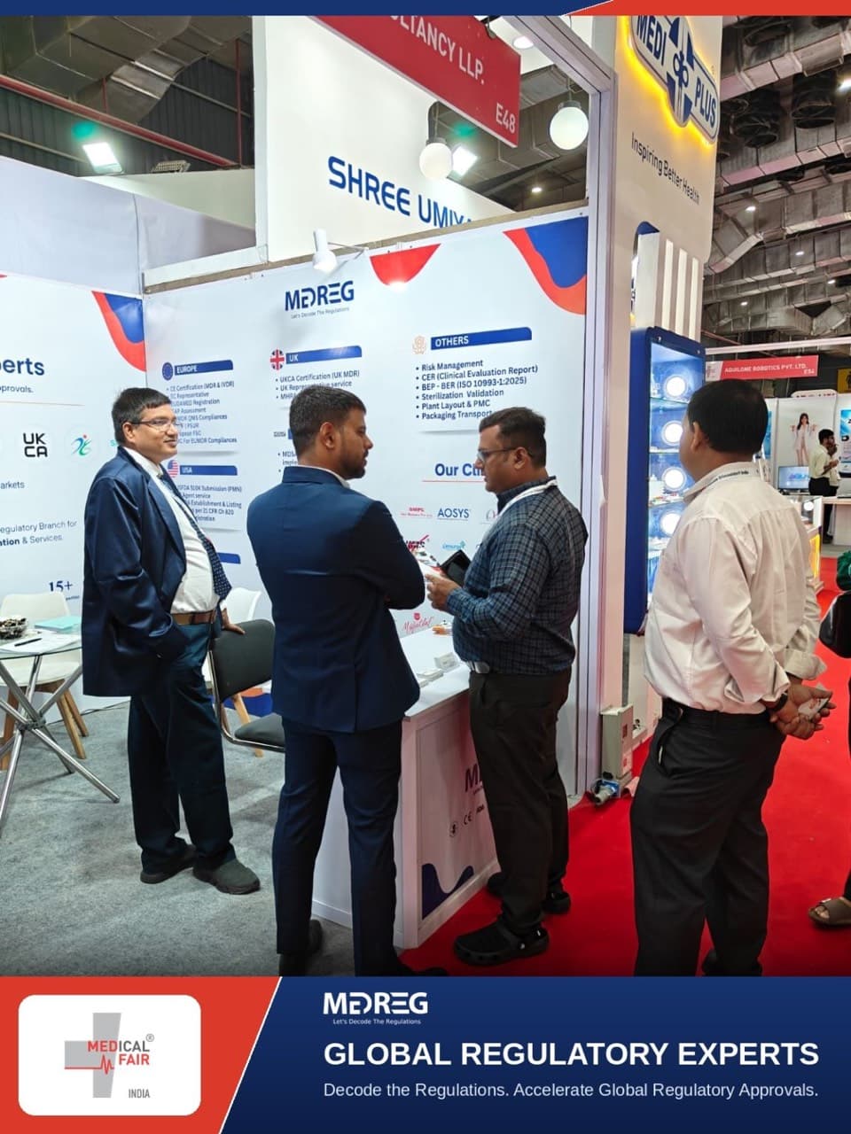 MedReg experts at the Medical Fair India 2026 booth on day 1